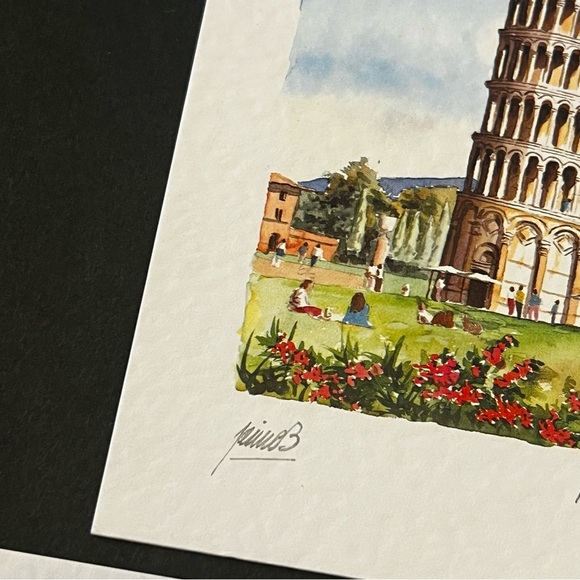 Leaning Tower of Pisa / Venezia Postcard Artist Signed Watercolor Unused Lot 2x - Picture 3 of 12